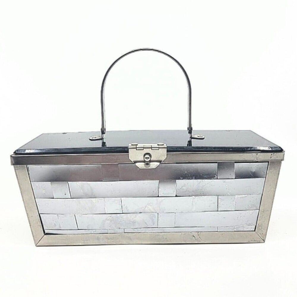 1950s Vintage Dorset Rex Style Metal Weave with Lucite Top & Handle Purse